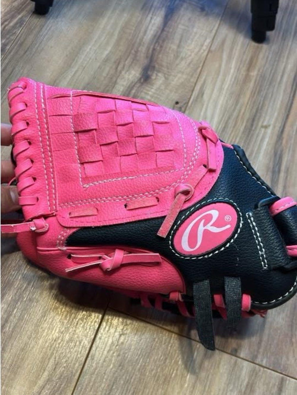 Rawlings Pink and Black Youth Baseball Glove - Woven Pocket